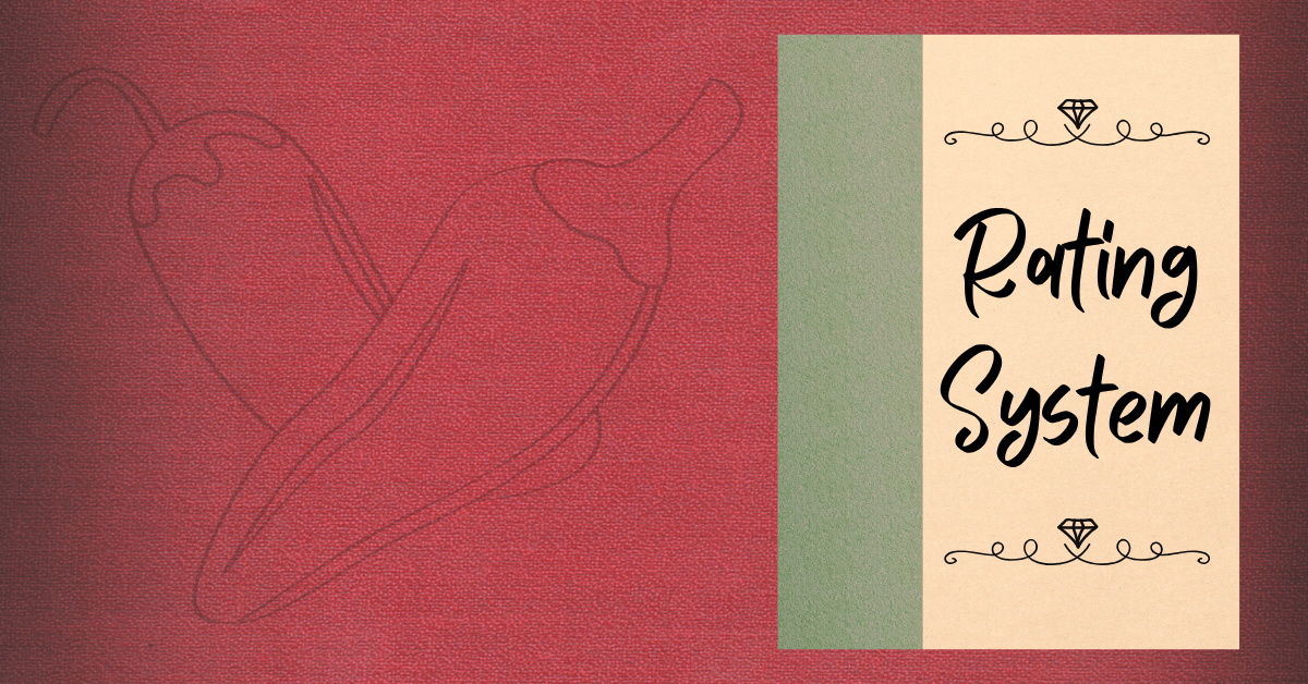 Spice Rating System Page Header: Red Background with a pale pink book titled Rating System